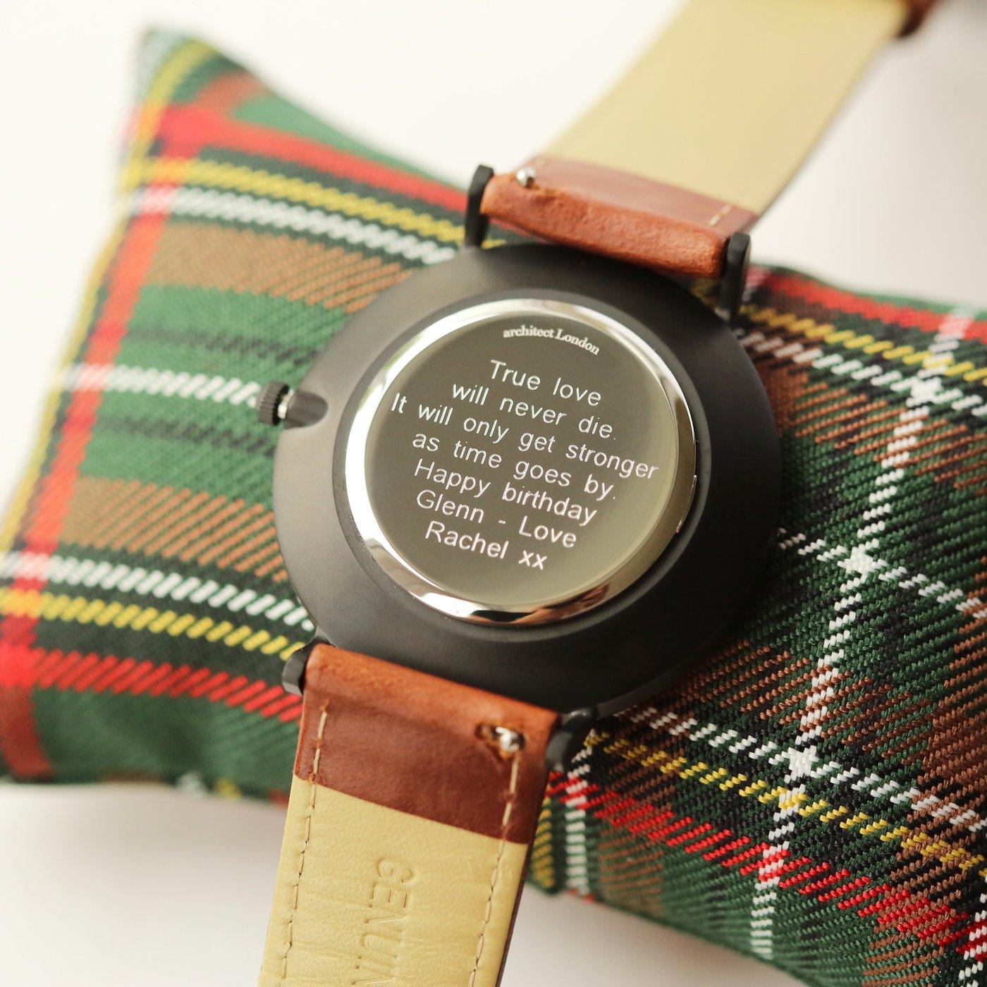 Personalised Architect Mens Minimalist Watch With Walnut Strap - Shop Personalised Gifts