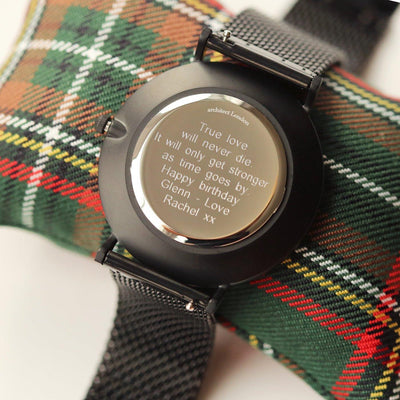 Personalised Men's Architect Minimalist Watch With Pitch Black Mesh Strap - Shop Personalised Gifts
