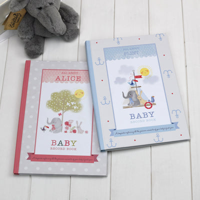 Personalised Baby Record Book & Elephant Cuddly Toy - Shop Personalised Gifts