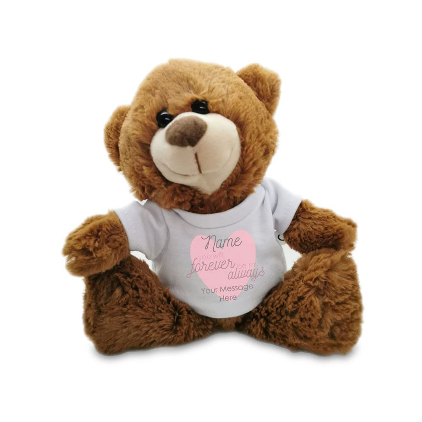 Soft Dark Brown Teddy Bear Toy with T-shirt with Forever My Always Design Image 1