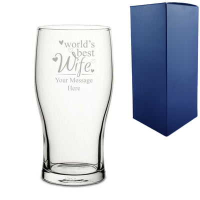 Engraved Pint Glass with World's Best Wife Design Image 1