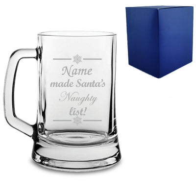 Engraved Novelty Christmas Tankard "Name made Santa's Naughty/Nice list!" With Gift Box Image 2