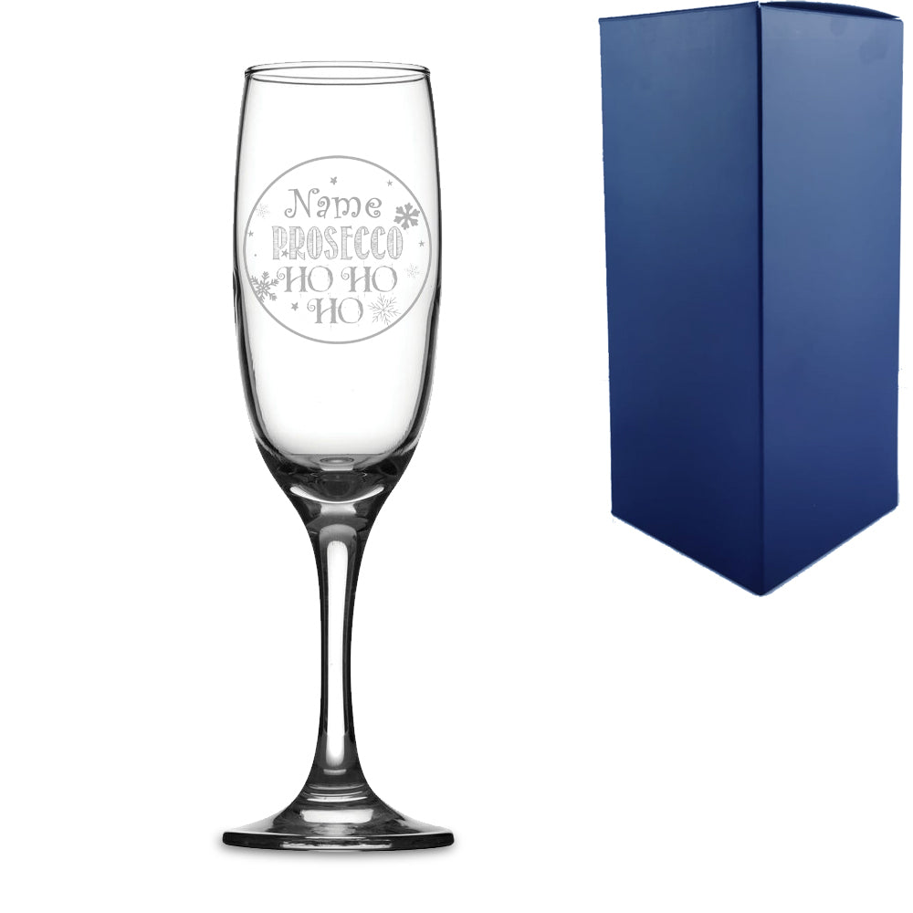 Engraved  Champagne Flute with Prosecco Ho Ho Ho Design Image 2