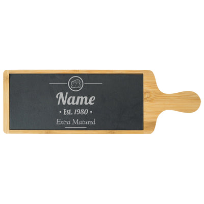 Engraved Bamboo and Slate Cheeseboard with Extra Matured Design Image 1