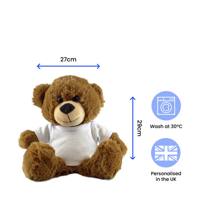 Soft Dark Brown Teddy Bear Toy with T-shirt with Forever My Always Design Image 3