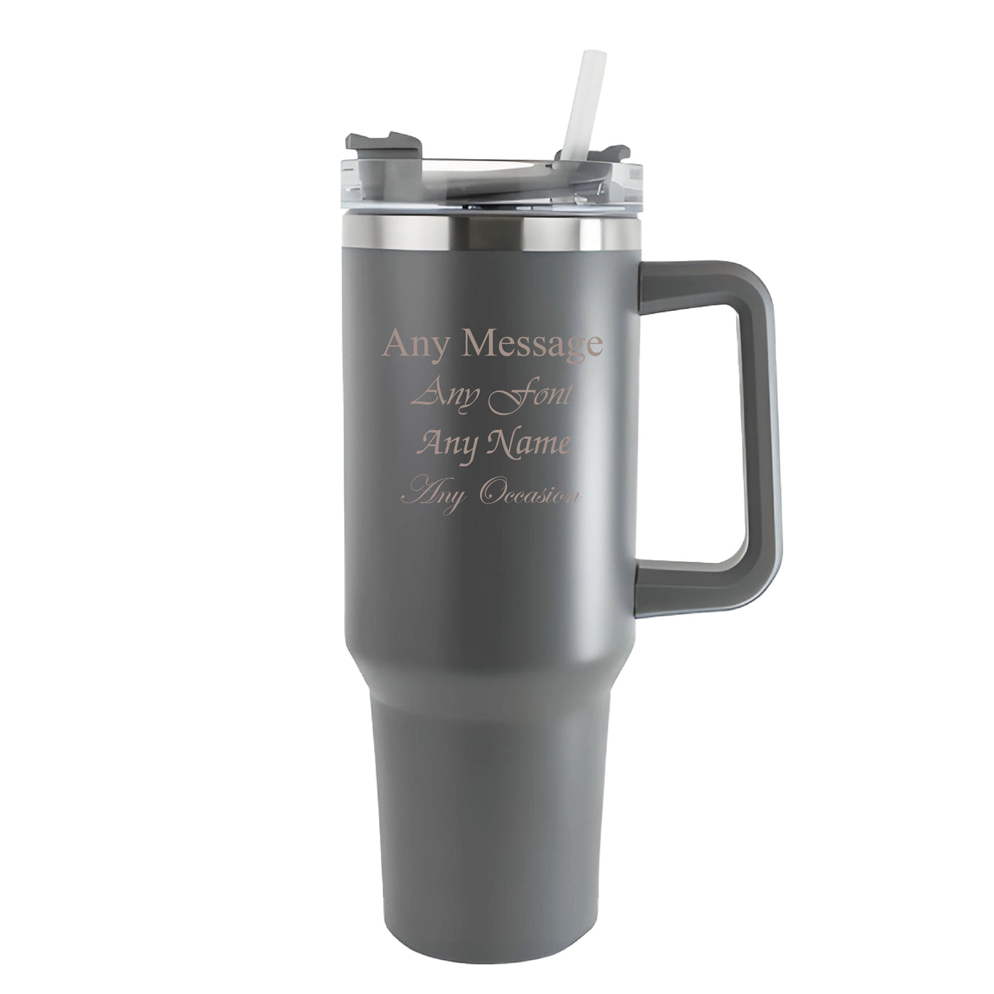 Engraved Extra Large Grey Travel Cup 40oz/1135ml, Any Message Image 1