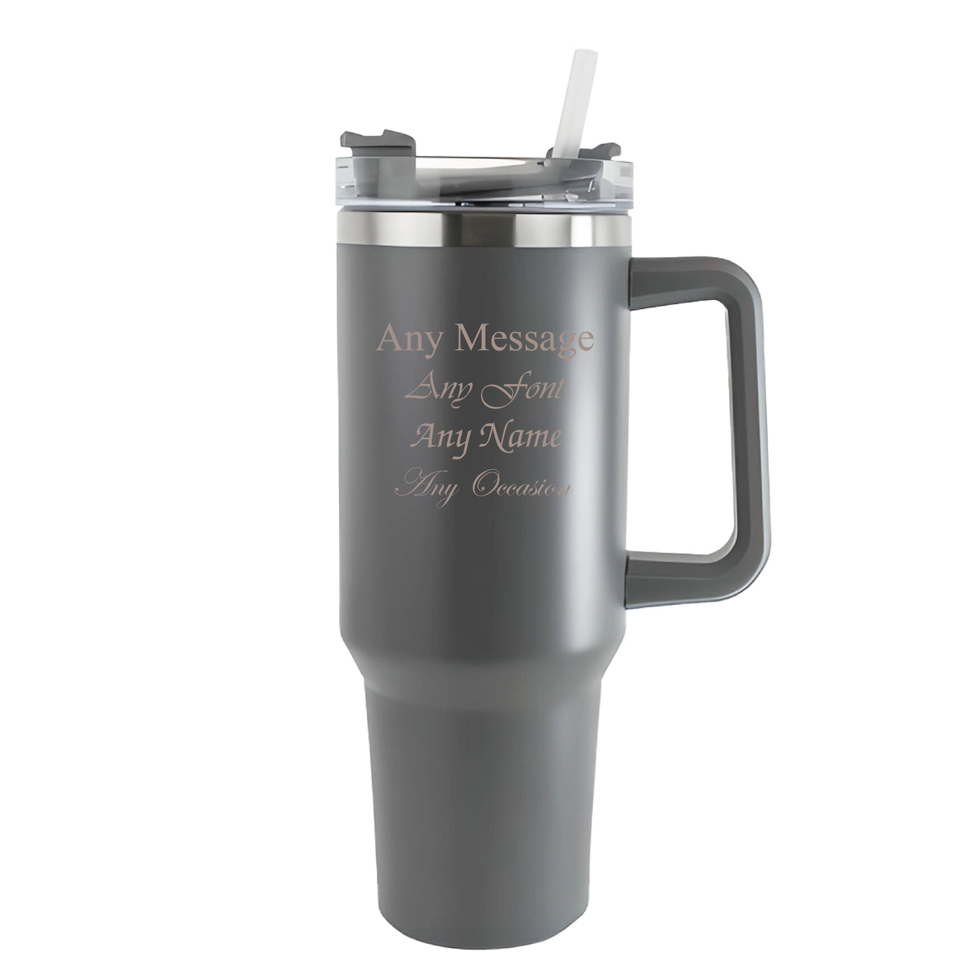 Engraved Extra Large Grey Travel Cup 40oz/1135ml, Any Message Image 2