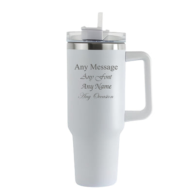 Engraved Extra Large White Travel Cup 40oz/1135ml, Any Message Image 1