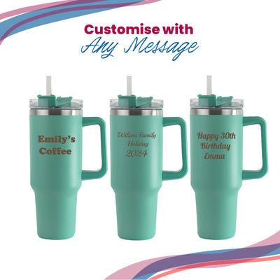 Engraved Extra Large Teal Travel Cup 40oz/1135ml, Any Message Image 4