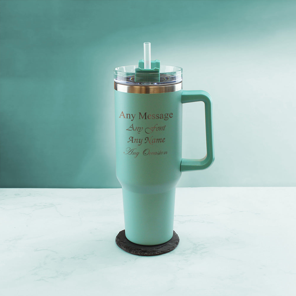 Engraved Extra Large Teal Travel Cup 40oz/1135ml, Any Message Image 3