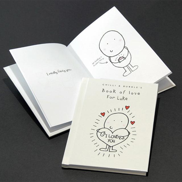 Chilli and Bubble’s Personalised Book of Love for Him - Shop Personalised Gifts