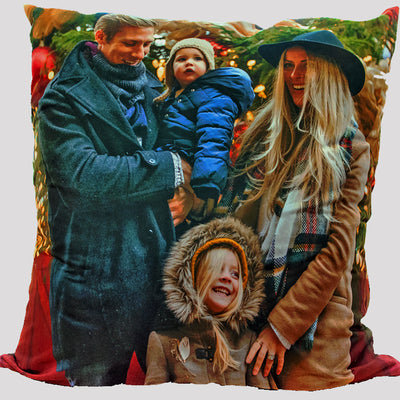 Organic Cotton Personalised Photo Upload Cushion.