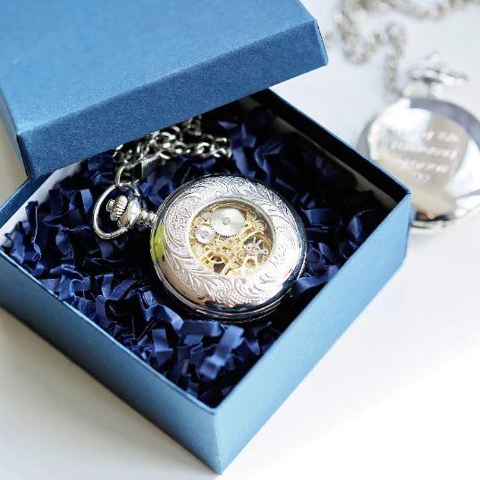 Own Handwriting Engraved Roman Skeleton Pocket Watch - Shop Personalised Gifts