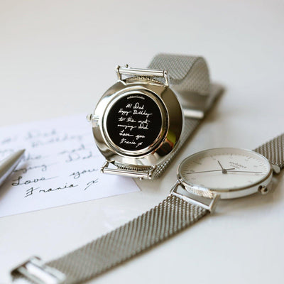 Handwriting Engraving Men's Architect Zephyr With Steel Silver Mesh Strap - Shop Personalised Gifts