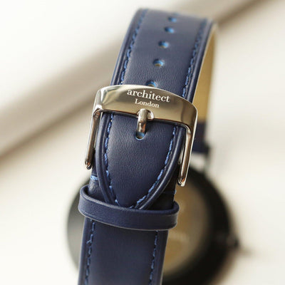 Handwriting Engraving Mens Architect Zephyr Watch With Admiral Blue Strap - Shop Personalised Gifts