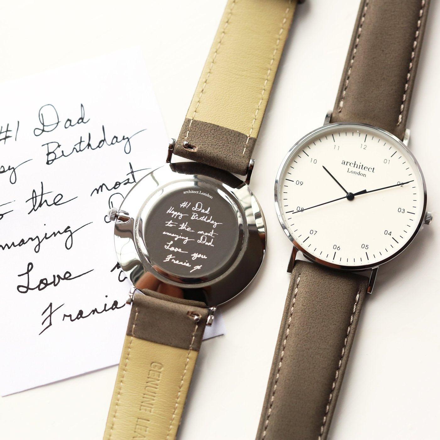 Handwriting Engraving Mens Architect Zephyr Watch With Urban Grey Strap - Shop Personalised Gifts