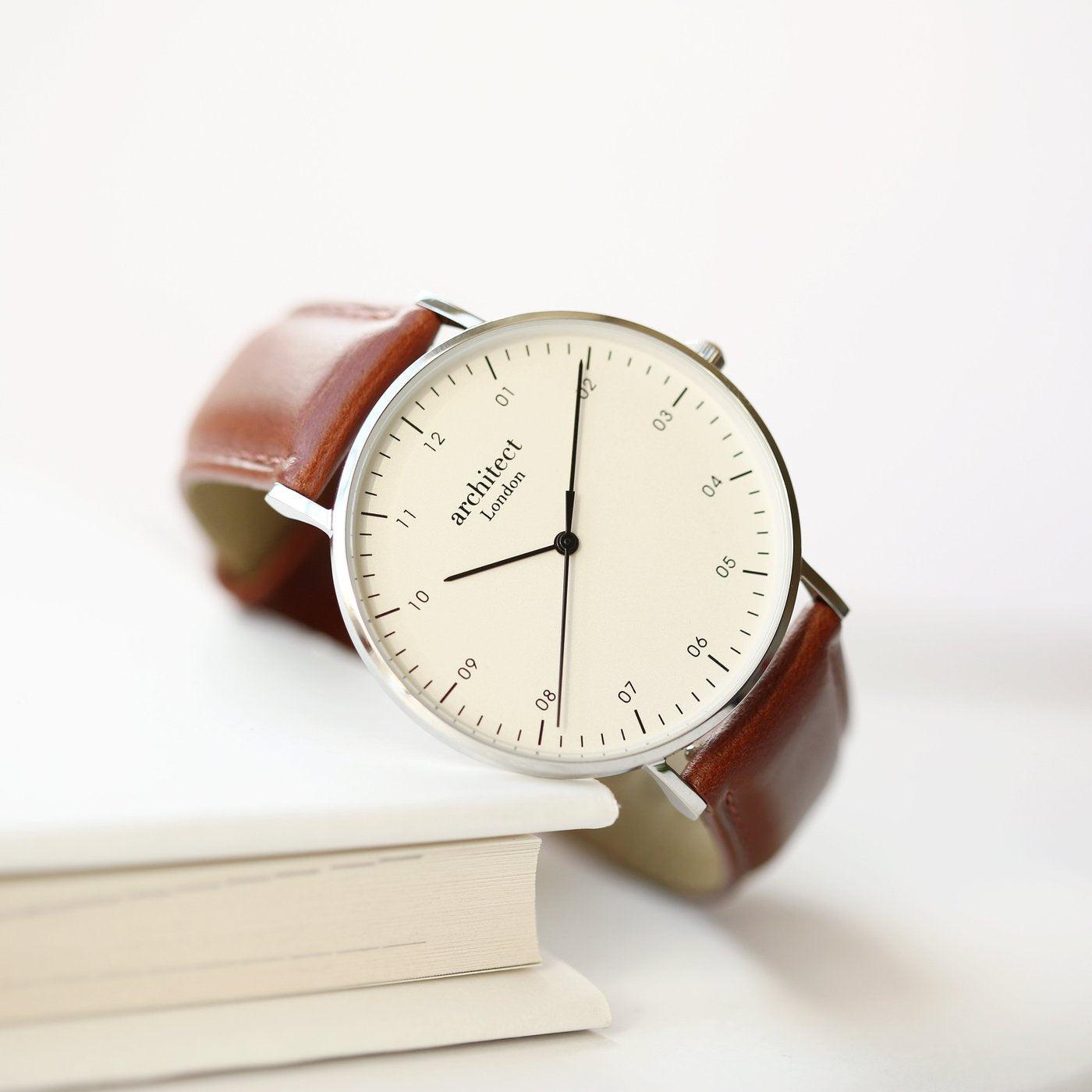 Handwriting Engraving  Mens Architect Zephyr Watch With Walnut Strap - Shop Personalised Gifts