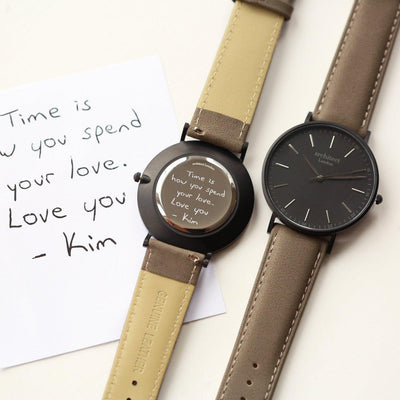 Handwriting Engraving Men's Minimalist Architect Watch With Urban Grey Strap - Shop Personalised Gifts