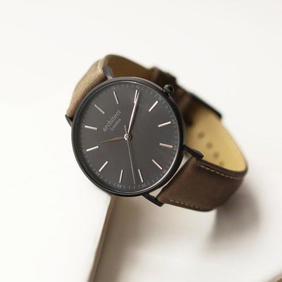 Handwriting Engraving Men's Minimalist Architect Watch With Urban Grey Strap - Shop Personalised Gifts