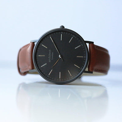 Handwriting Engraving Mens Minimalist Architect Watch With Walnut Strap - Shop Personalised Gifts