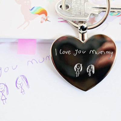 Own Handwriting Engraved Hearts Stainless Steel Forever Keychain - Shop Personalised Gifts