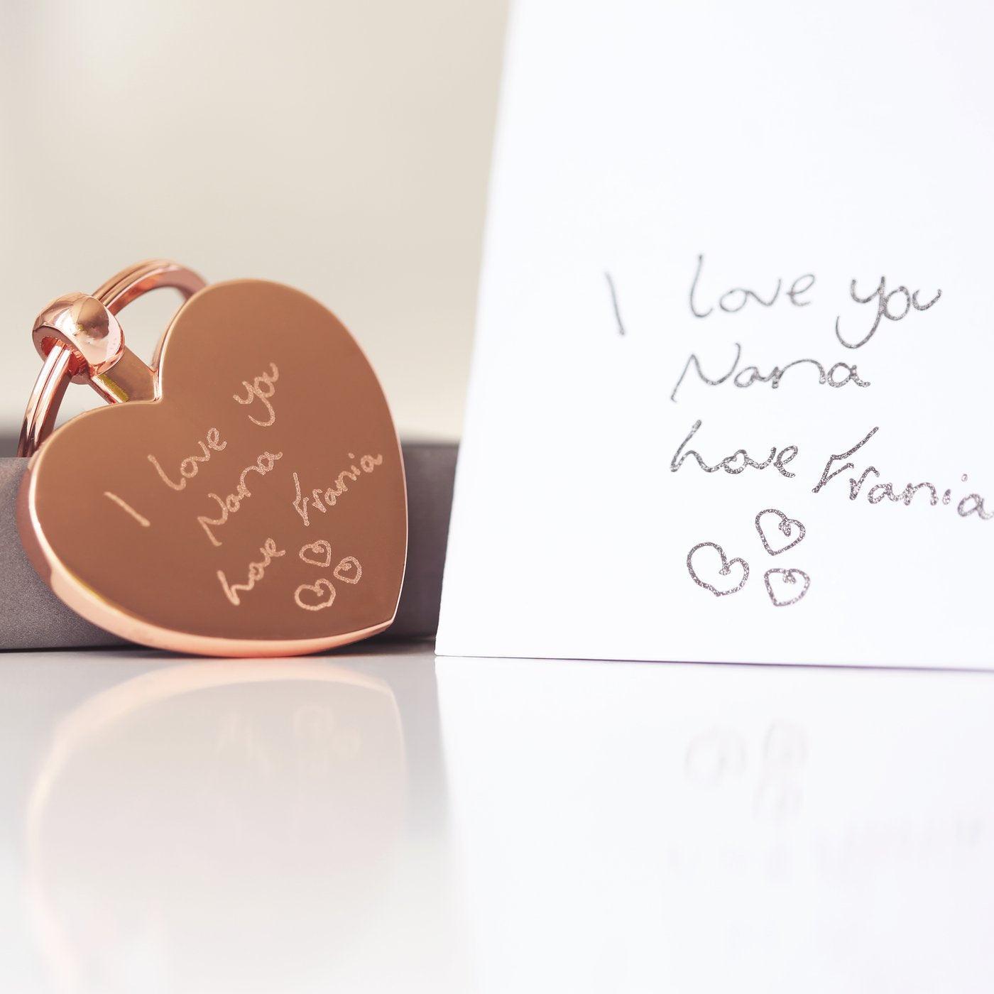 Own Handwriting Engraved Hearts Stainless Steel Forever Keychain - Shop Personalised Gifts