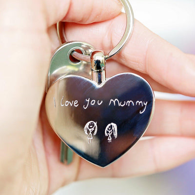 Own Handwriting Engraved Hearts Stainless Steel Forever Keychain - Shop Personalised Gifts