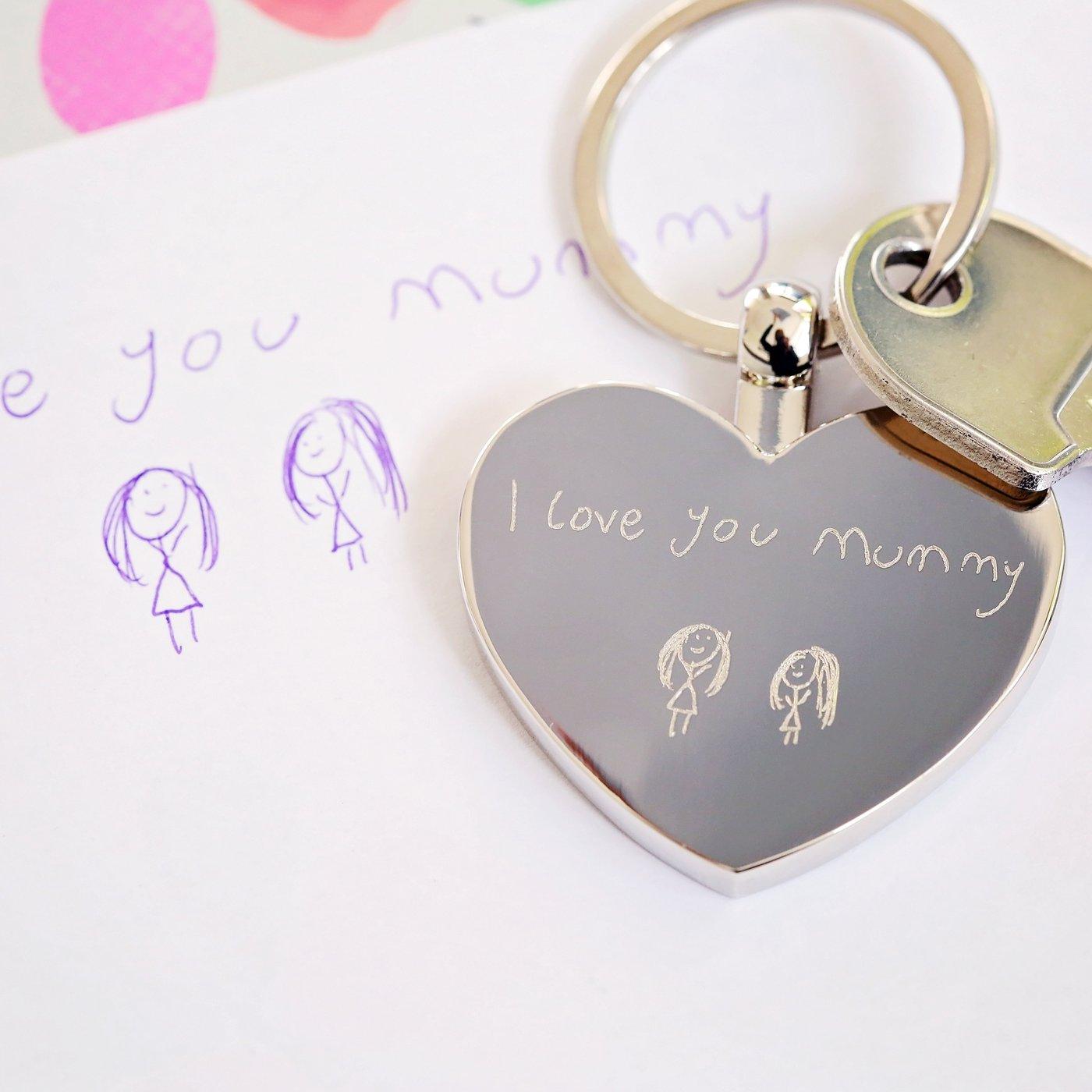 Own Handwriting Engraved Hearts Stainless Steel Forever Keychain - Shop Personalised Gifts