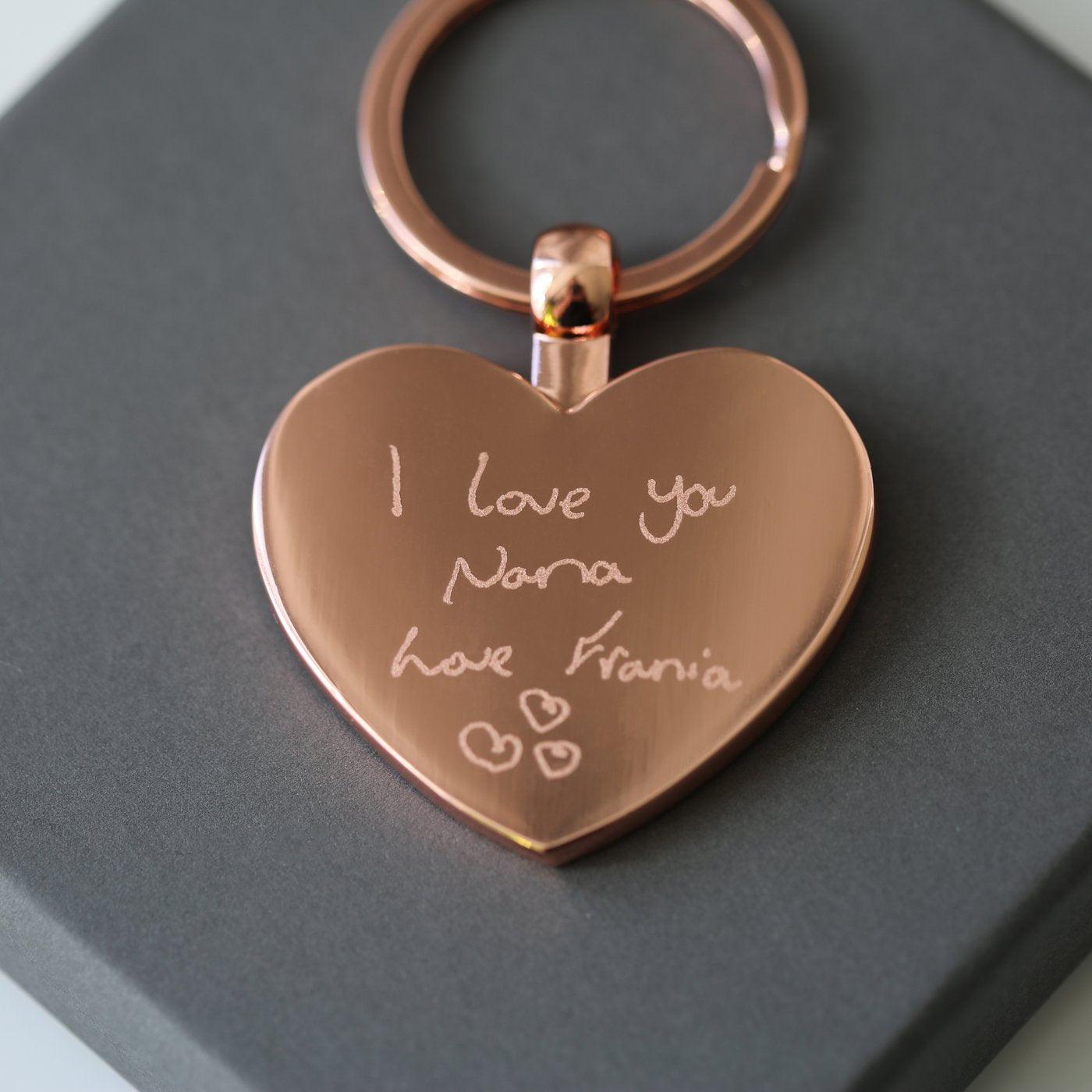 Own Handwriting Engraved Hearts Stainless Steel Forever Keychain - Shop Personalised Gifts