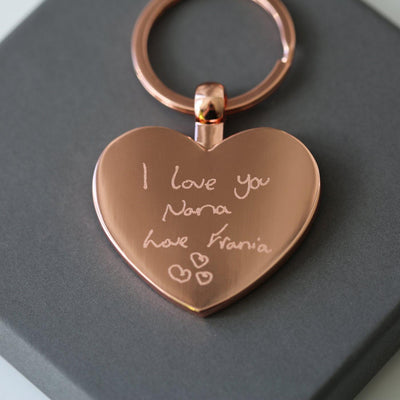 Own Handwriting Engraved Hearts Stainless Steel Forever Keychain - Shop Personalised Gifts