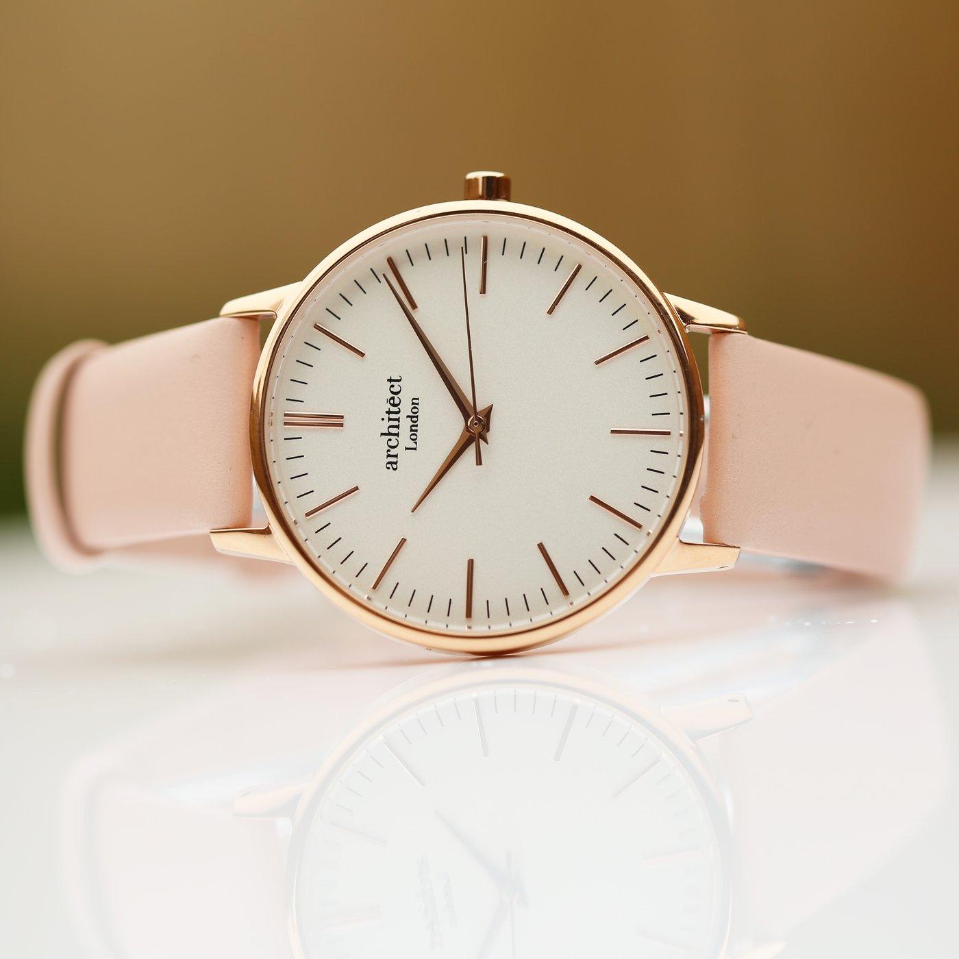 Own Handwriting Engraving Architēct Blanc Ladies Watch + Light Pink Strap - Shop Personalised Gifts