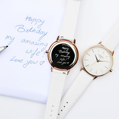 Own Handwriting Engraving Architēct Blanc Ladies Watch + White Strap - Shop Personalised Gifts