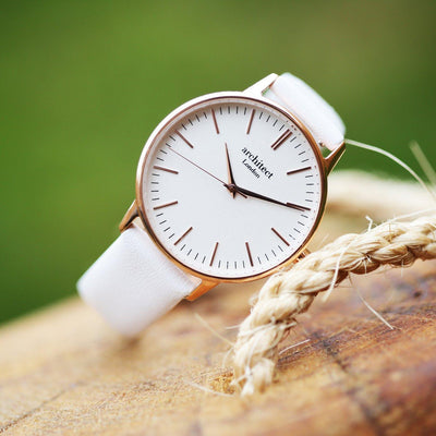 Own Handwriting Engraving Architēct Blanc Ladies Watch + White Strap - Shop Personalised Gifts