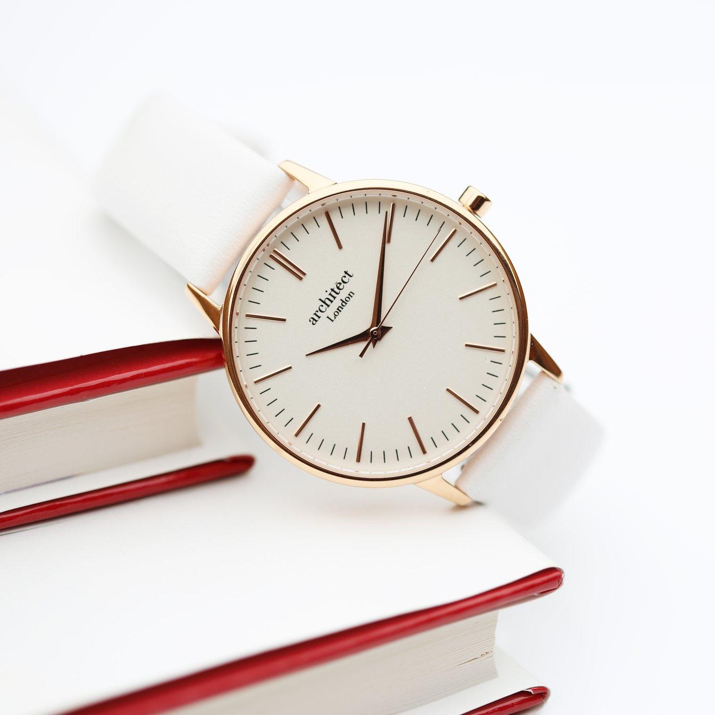 Own Handwriting Engraving Architēct Blanc Ladies Watch + White Strap - Shop Personalised Gifts