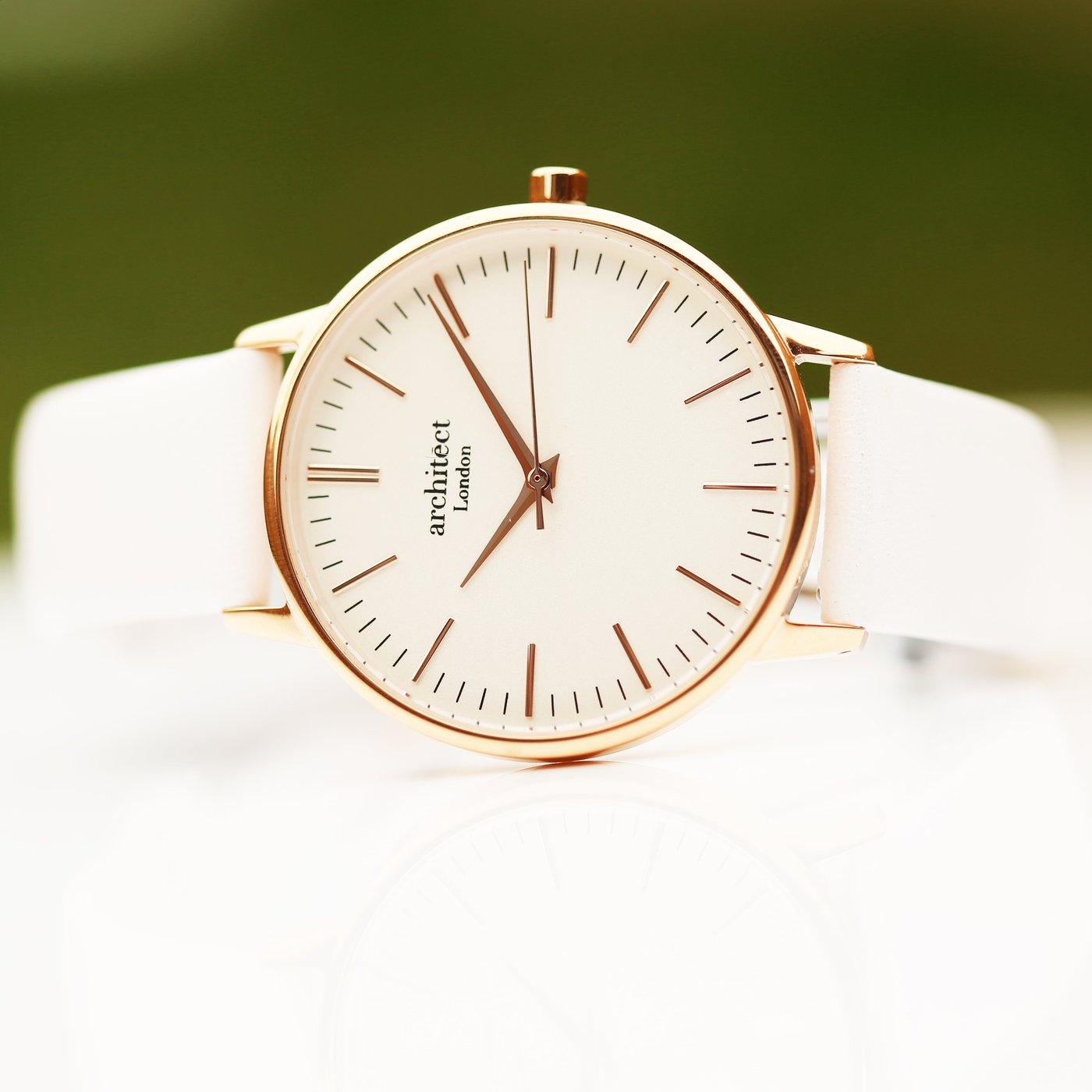 Own Handwriting Engraving Architēct Blanc Ladies Watch + White Strap - Shop Personalised Gifts