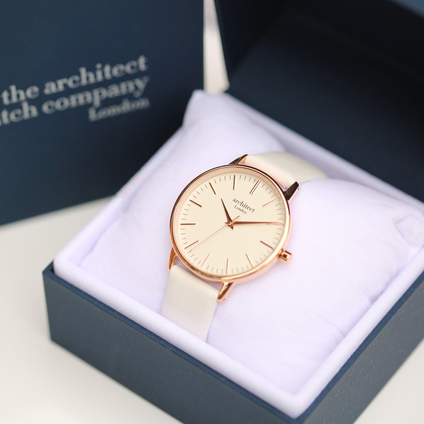 Own Handwriting Engraving Architēct Blanc Ladies Watch + White Strap - Shop Personalised Gifts