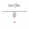Love You Heart Silver Plated Stretch Beaded Bracelet & Message Card - Non Personalised - Shop Personalised Gifts