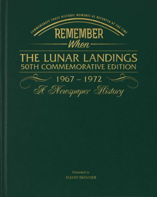 Personalised Lunar Landings Newspaper Book - Green Leatherette - Shop Personalised Gifts