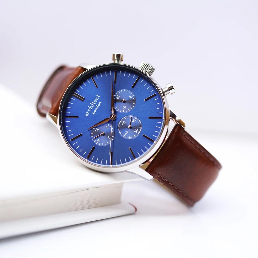 Handwriting Engraving - Men's Architect Motivator With Brown Strap - Shop Personalised Gifts
