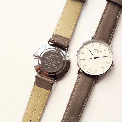 Personalised Men's Architect Zephyr Watch With Urban Grey Strap & Modern Font - Shop Personalised Gifts