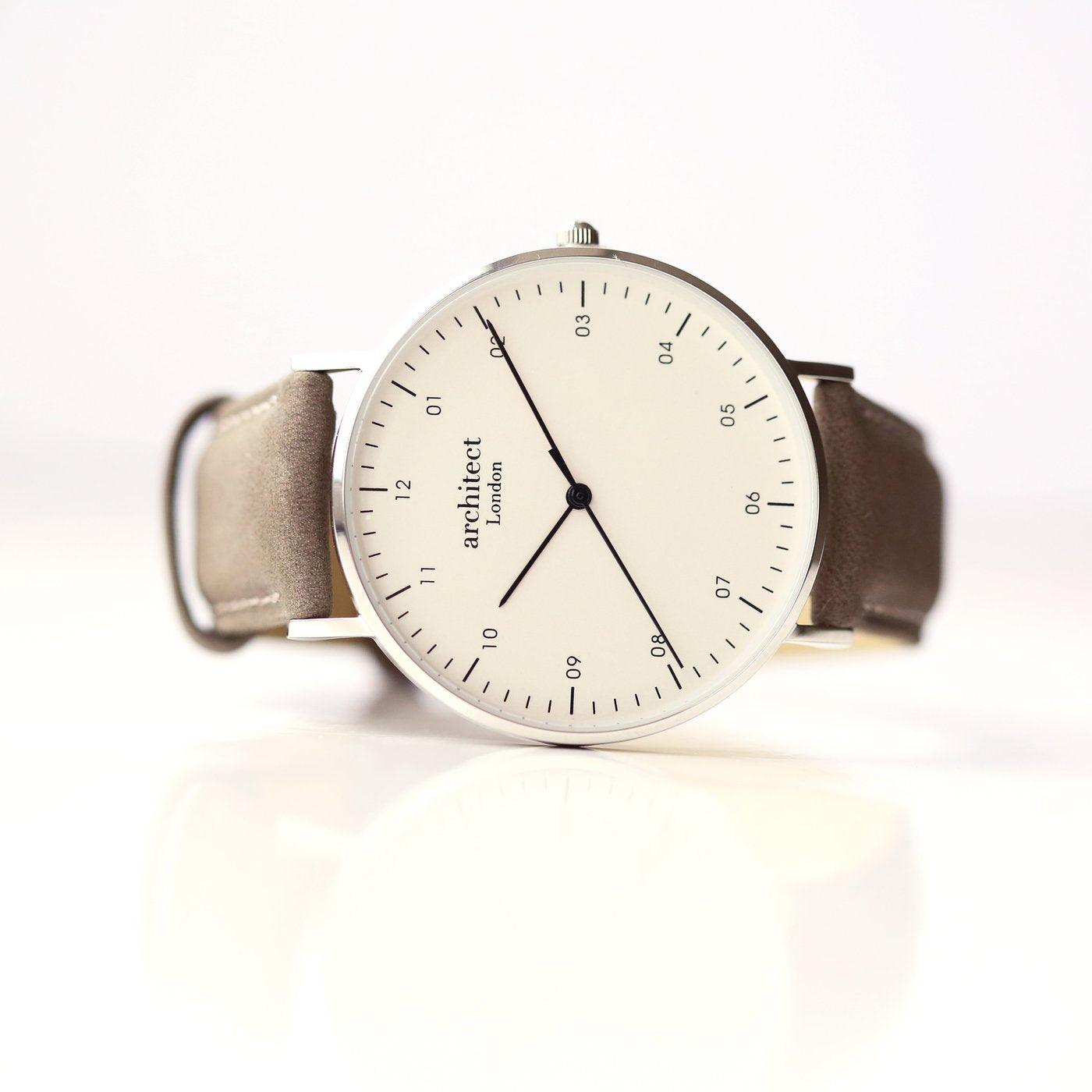 Personalised Men's Architect Zephyr Watch With Urban Grey Strap & Modern Font - Shop Personalised Gifts