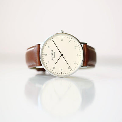 Personalised Men's Architect Zephyr Watch With Walnut Strap - Modern Font - Shop Personalised Gifts