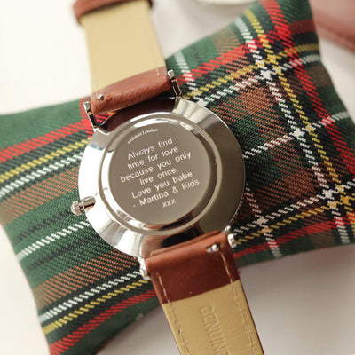 Personalised Men's Architect Zephyr Watch With Walnut Strap - Modern Font - Shop Personalised Gifts