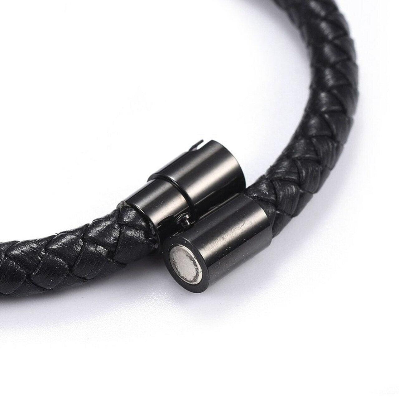 Men's Black Leather Rope Bracelet - Non Personalised - Shop Personalised Gifts