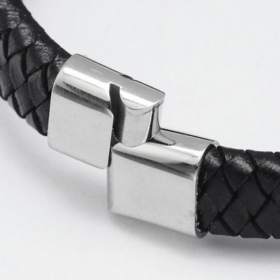 Men's Luxury Black Leather Bracelet - Non Personalised - Shop Personalised Gifts