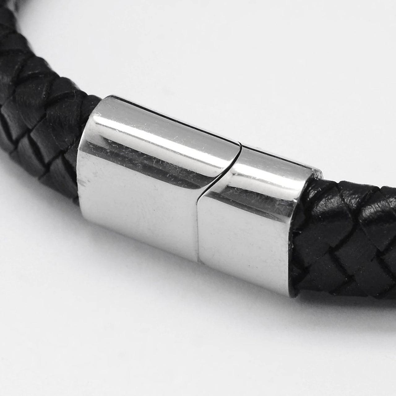 Men's Luxury Black Leather Bracelet - Non Personalised - Shop Personalised Gifts
