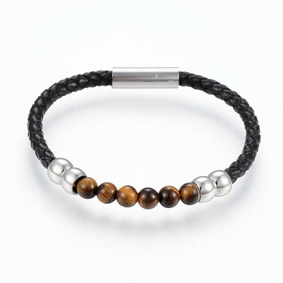 Men's Tigers Eye Leather Bracelet - Non Personalised - Shop Personalised Gifts