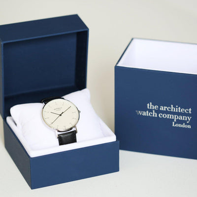 Personalised Men's Architect Zephyr Watch With Jet Black Strap & Modern Font - Shop Personalised Gifts