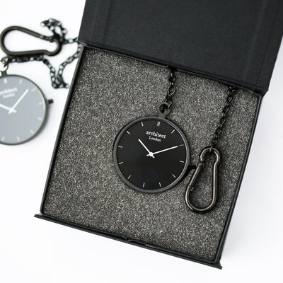 Own Handwriting Engraved Modern Pocket Watch Black - Shop Personalised Gifts