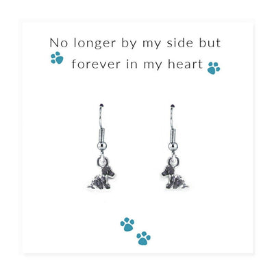 No Longer By My Side - Dog Silver Plated Earrings on Message Card - Non Personalised - Shop Personalised Gifts
